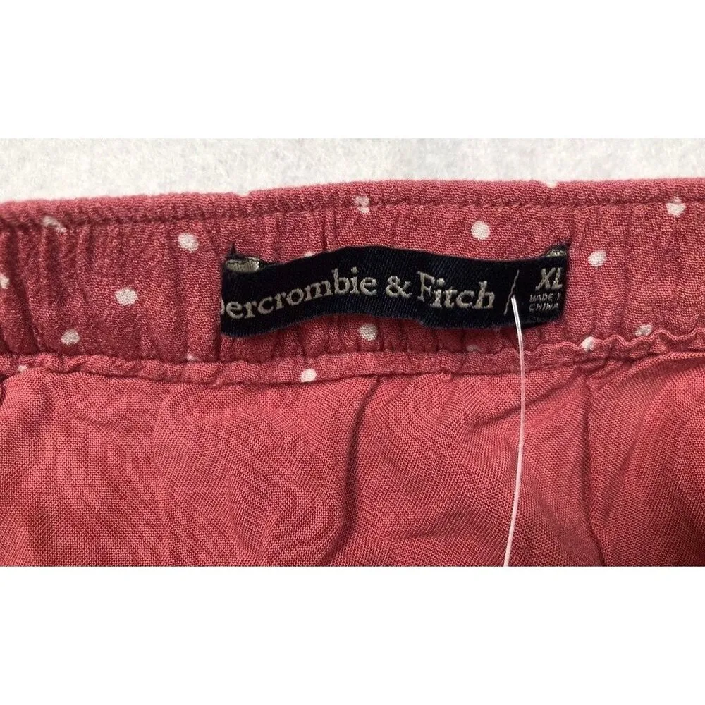 Abercrombie & Fitch Polka Dot Mini Skirt Pink White Crepe Button Down Women's XL - Image 6
