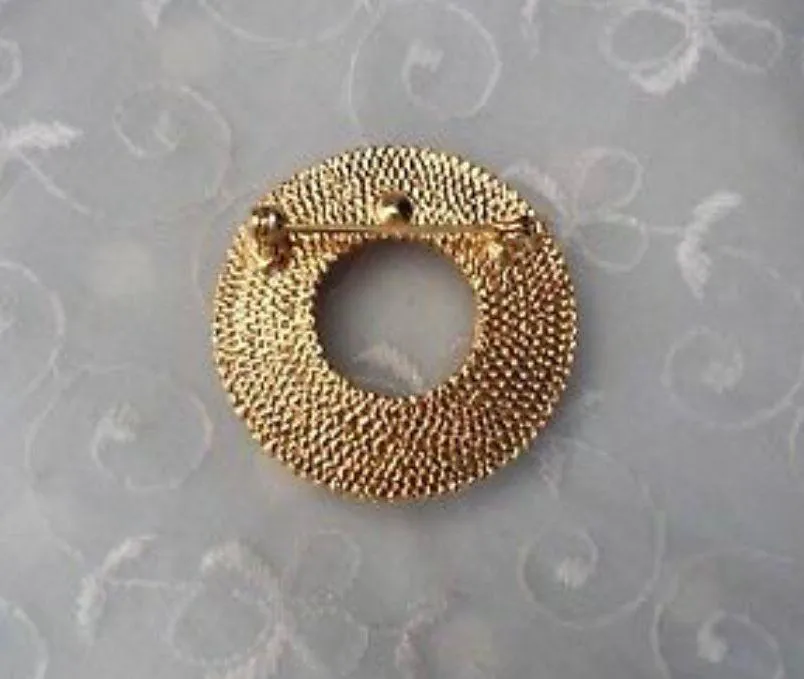 Amazing Vintage Brooch W Gold Brown Dazzling Rhinestones - Image 5