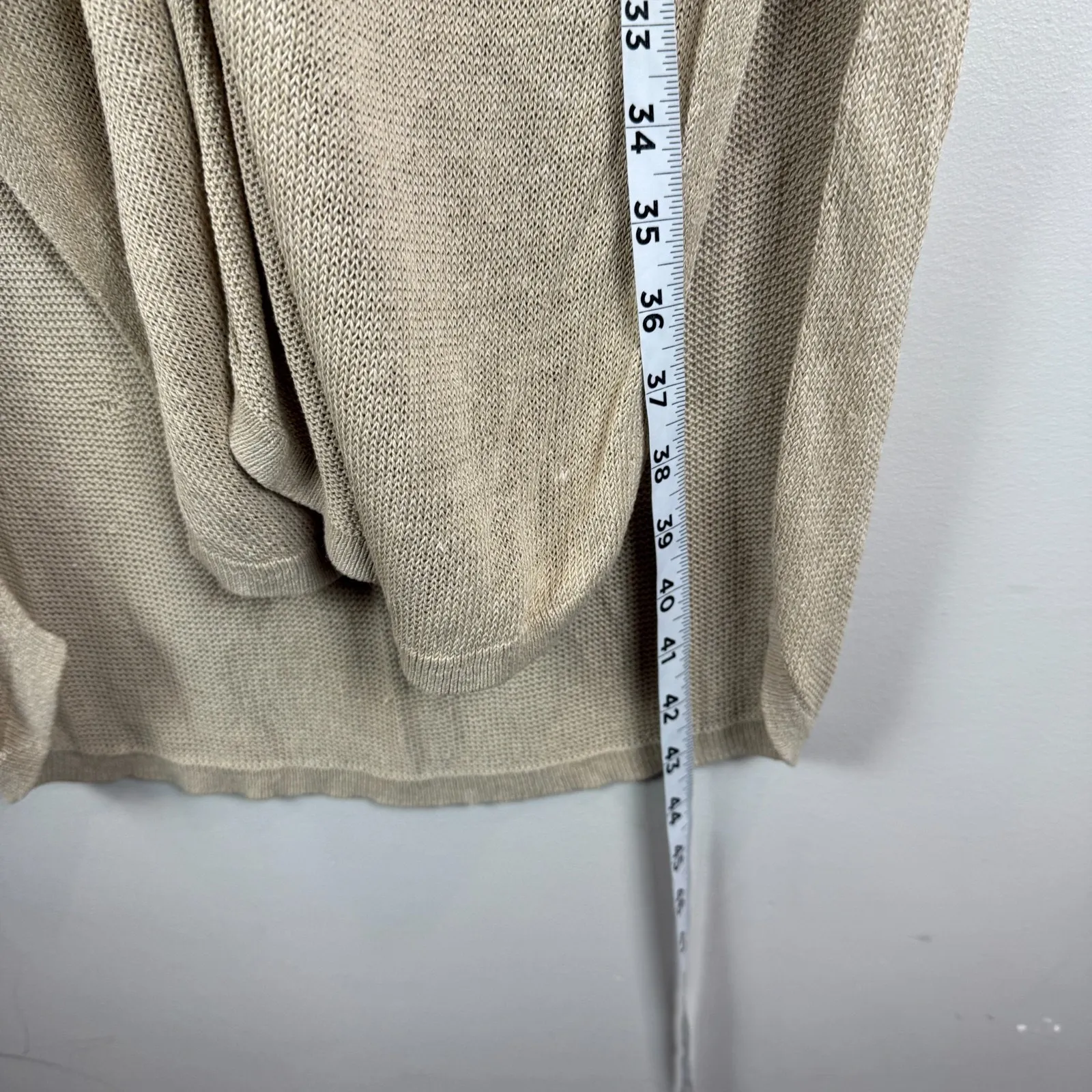 J.Jill Cardigan Womens S Beige Linen Blend Open Knit Button - Image 8