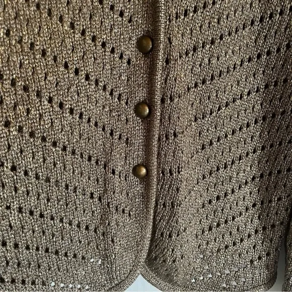 Chico’s‎ Florence Caridigan Sweater Vanity Size 1 Gold Woven Mature Office Wear - Image 7