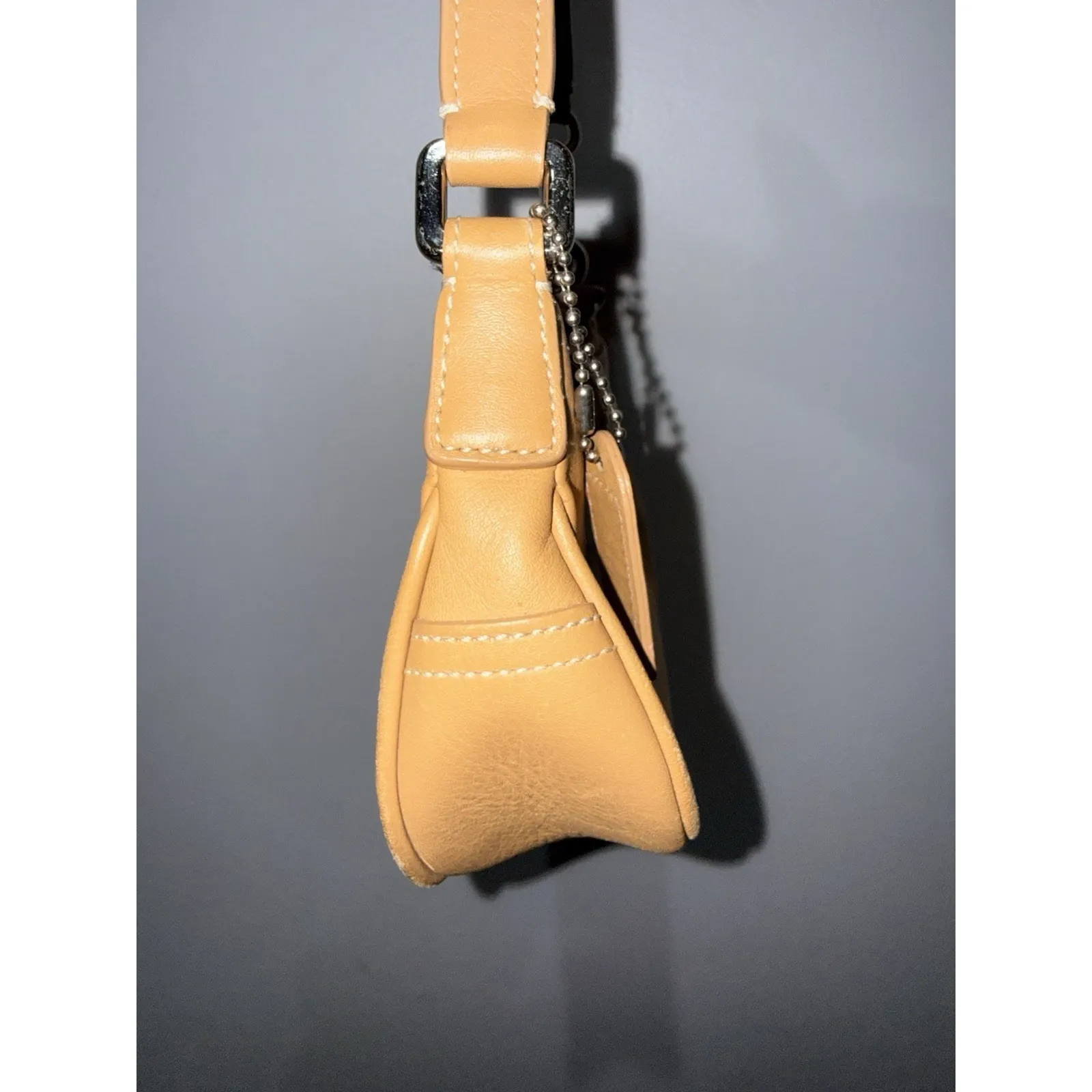 Coach Hamptons Leather Buckle Shoulder Hobo Bag "Barbie Bag" 7542 RARE Camel Q - Image 6