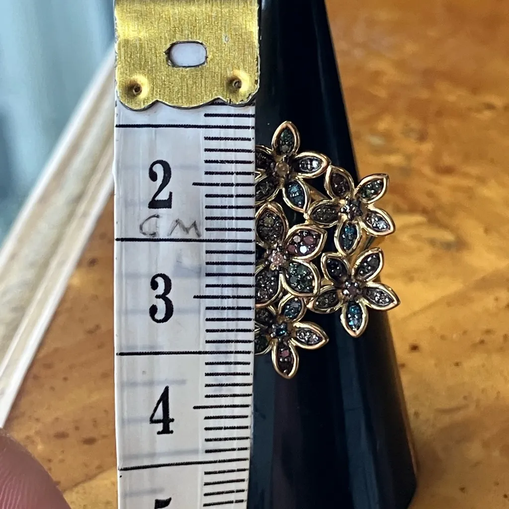 Natural Diamond Sterling Silver Cocktail Ring Size 6 Gold - Image 7