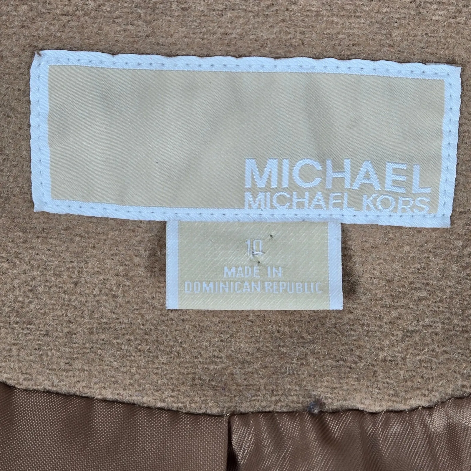 MICHAEL Michael‎ Kors Tan Brown Wool Blend Peacoat Toggle Zip Up Hooded 10 - Image 6