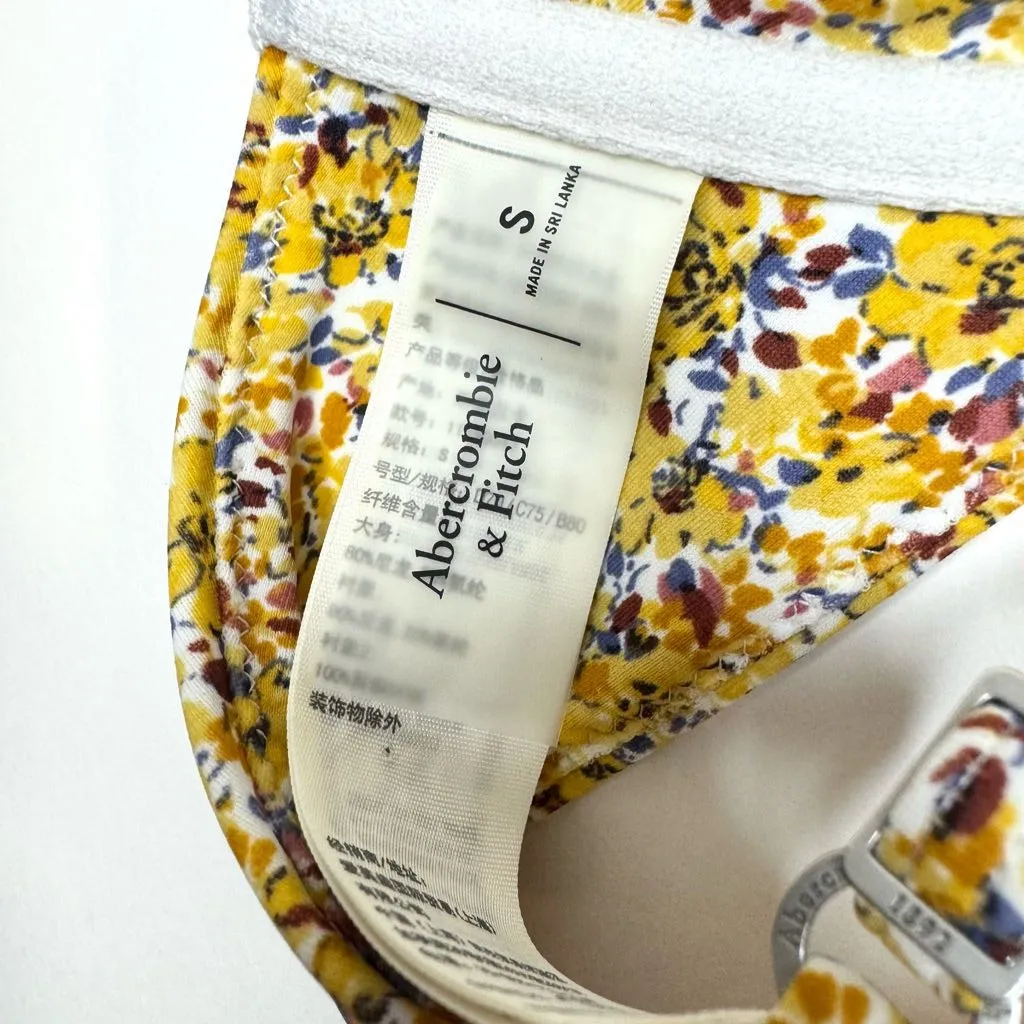 Abercrombie & Fitch Ruffle Floral Yellow Bikini Swim Top Size‎ S - Image 6