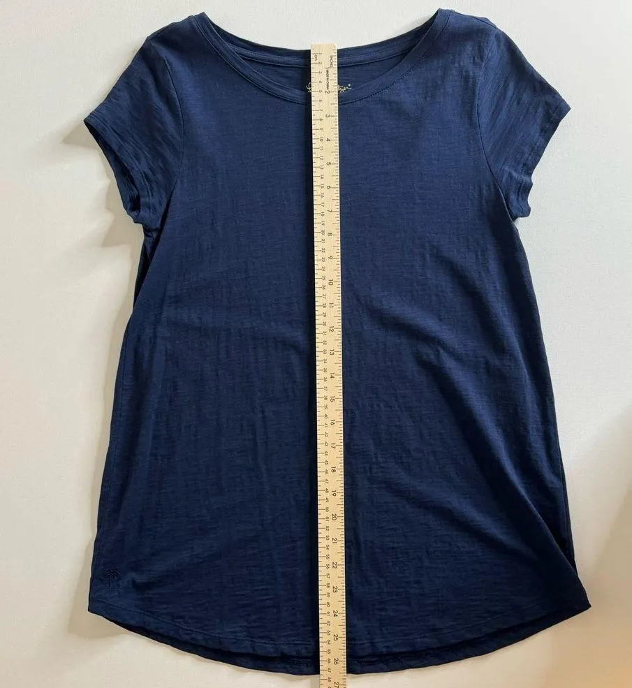 Lilly Pulitzer Pima Cotton True Navy Short Sleeve T-Shirt Size Small - Image 6