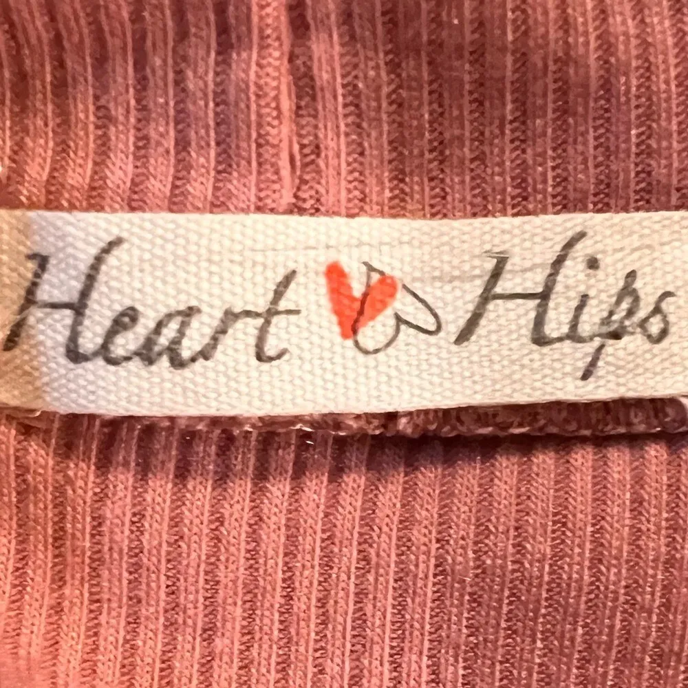 Heart & Hips Mauve  Ribbed Crop Top Women Large Long Sleeve Corset Tie Front Y2K - Image 5