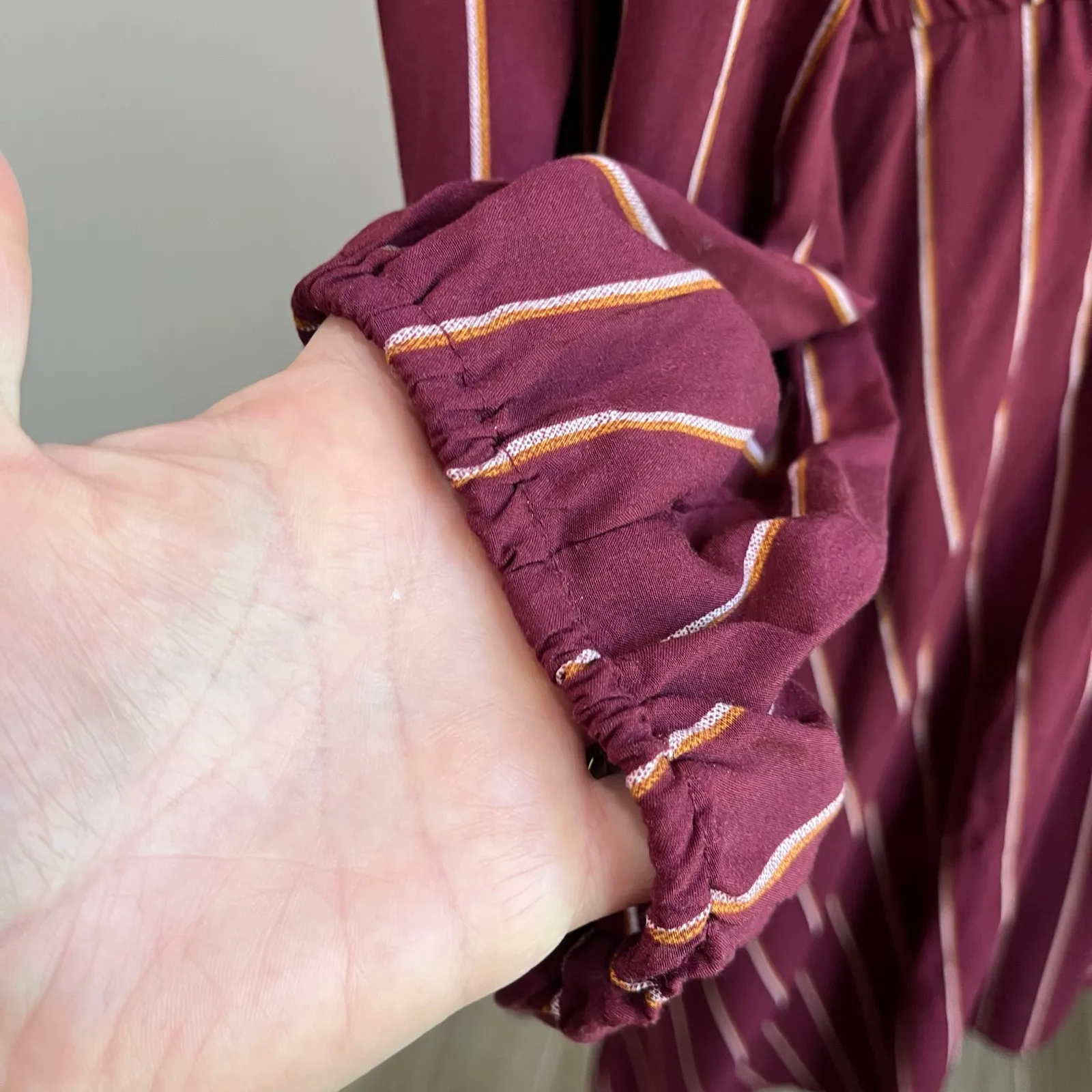 Old Navy XL Tall Burgundy Striped Long Sleeve Midi Dress Casual Work Fall Outfit - Image 8