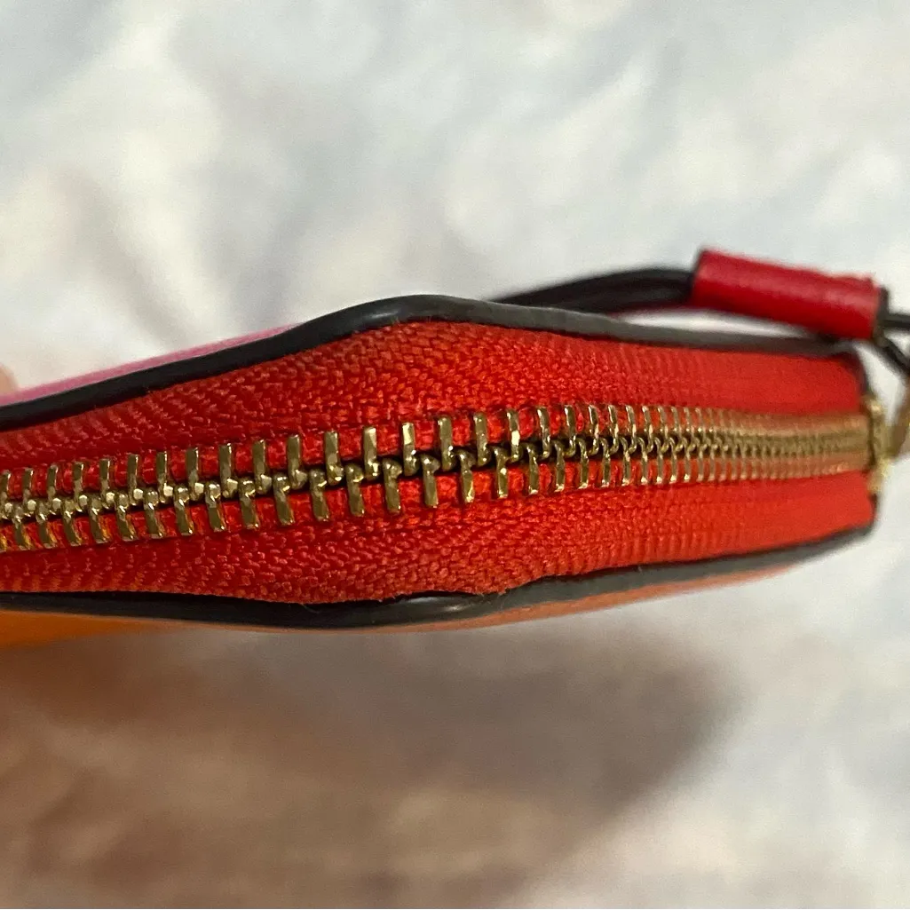 Tory Burch Perry Colorblock Fuchsia, Orange & Red Leather Wallet Vintage EUC - Image 7