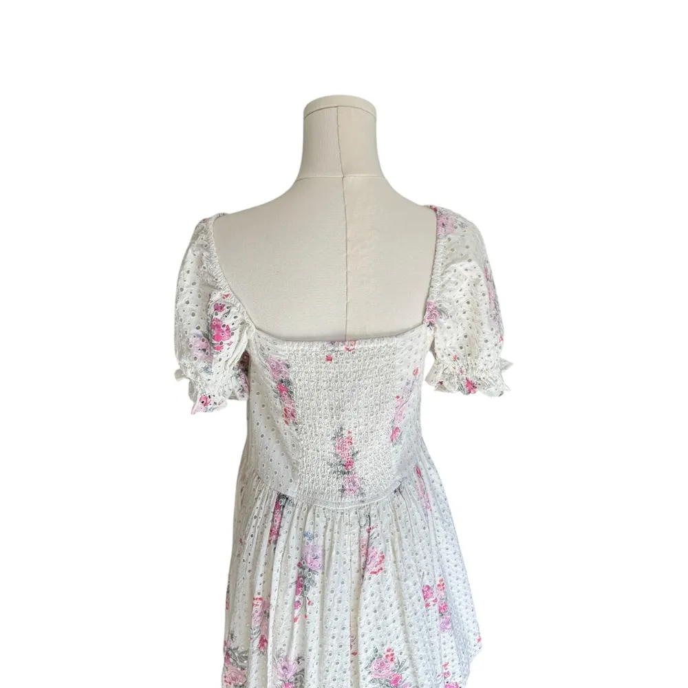 LoveShackFancy - NWT Altima Floral Eyelet Puff Sleeve Mini Dress Sz S - Image 6