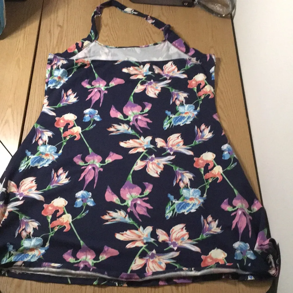 New Women’s Venus Floral Halter Dress Cotton Navy Pink Lavender Size XLarge - Image 5