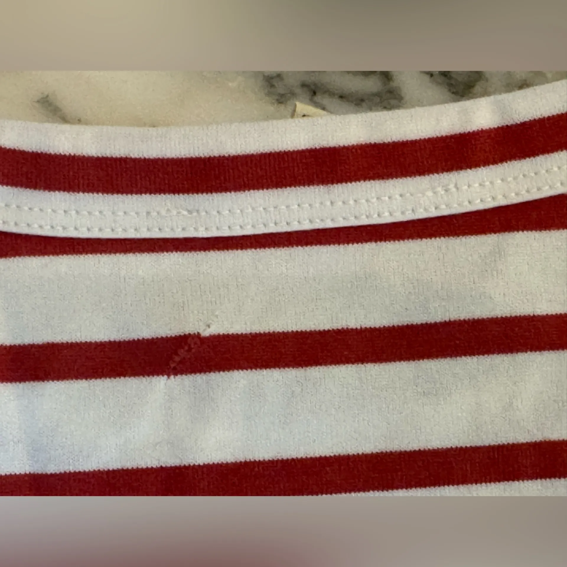 NWT Madewell Everyday Boxy Crop Tee in Stripe Sz XS Box Cutter Slice sew / patch - Image 10