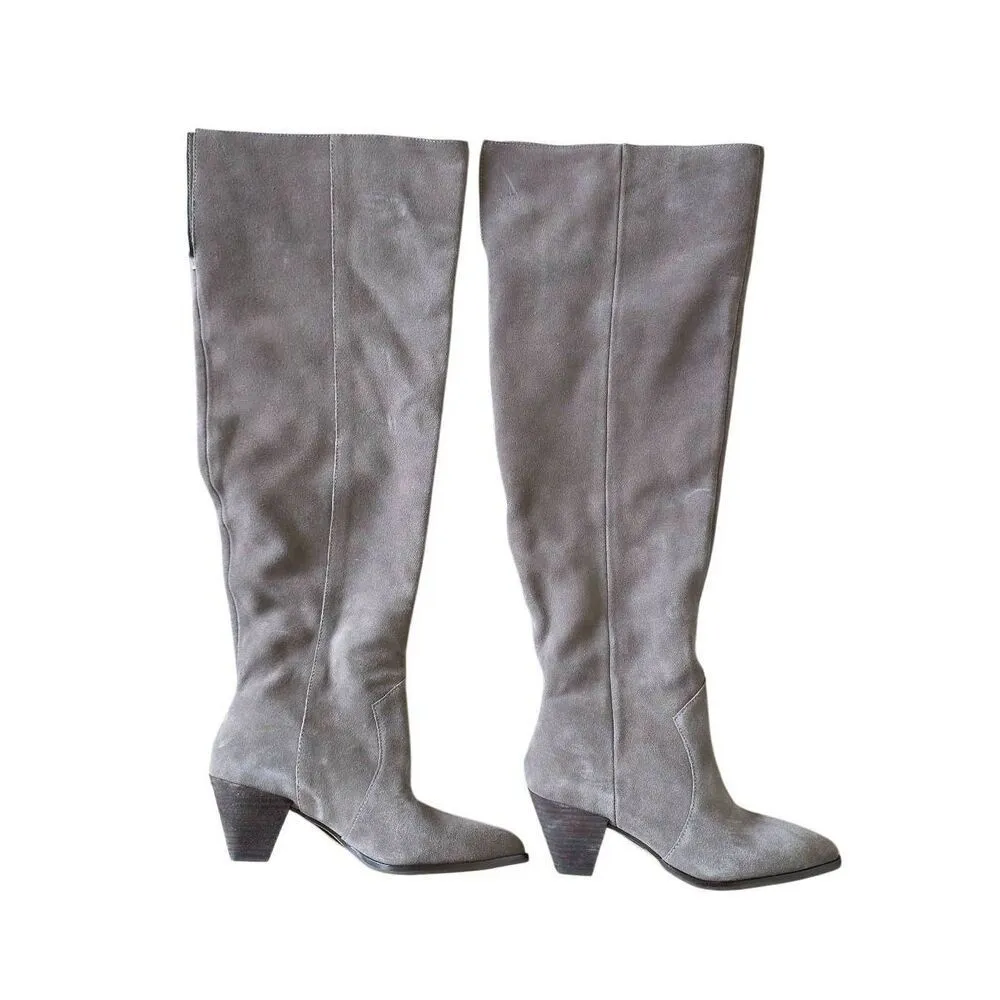 Vince Camuto Over The Knee Boots Leather Size 5 Wide Calf Block Heel NEW - Image 4