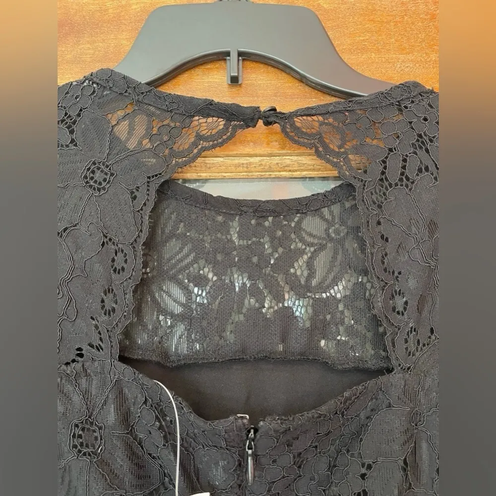 Ann Taylor Loft Black Lace Long Sleeve Dress Cocktail Party Open Back NWT Size 2 - Image 6