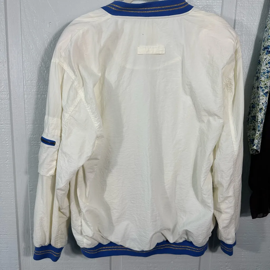Janeve Vintage 1980s Womens Blue White Star Accents Windbreaker Size Large EUC - Image 7
