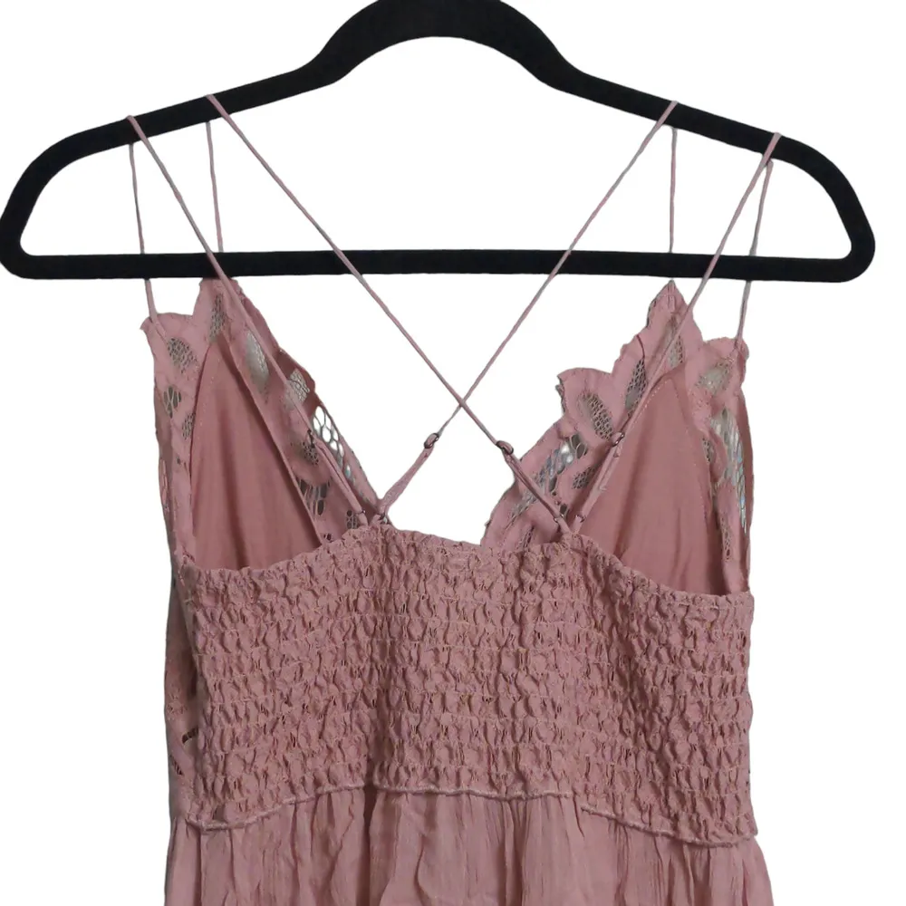Free People Adella Slip Dress Mini Rose Lace Adjustable Ruffle Smocked M New - Image 8