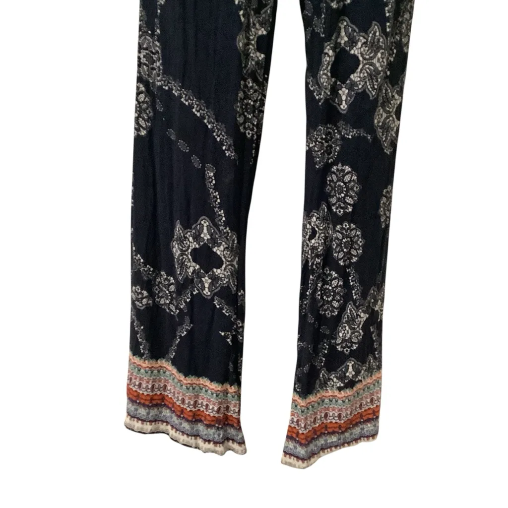 Elegant Black Patterned Wide Leg Pants - Image 7