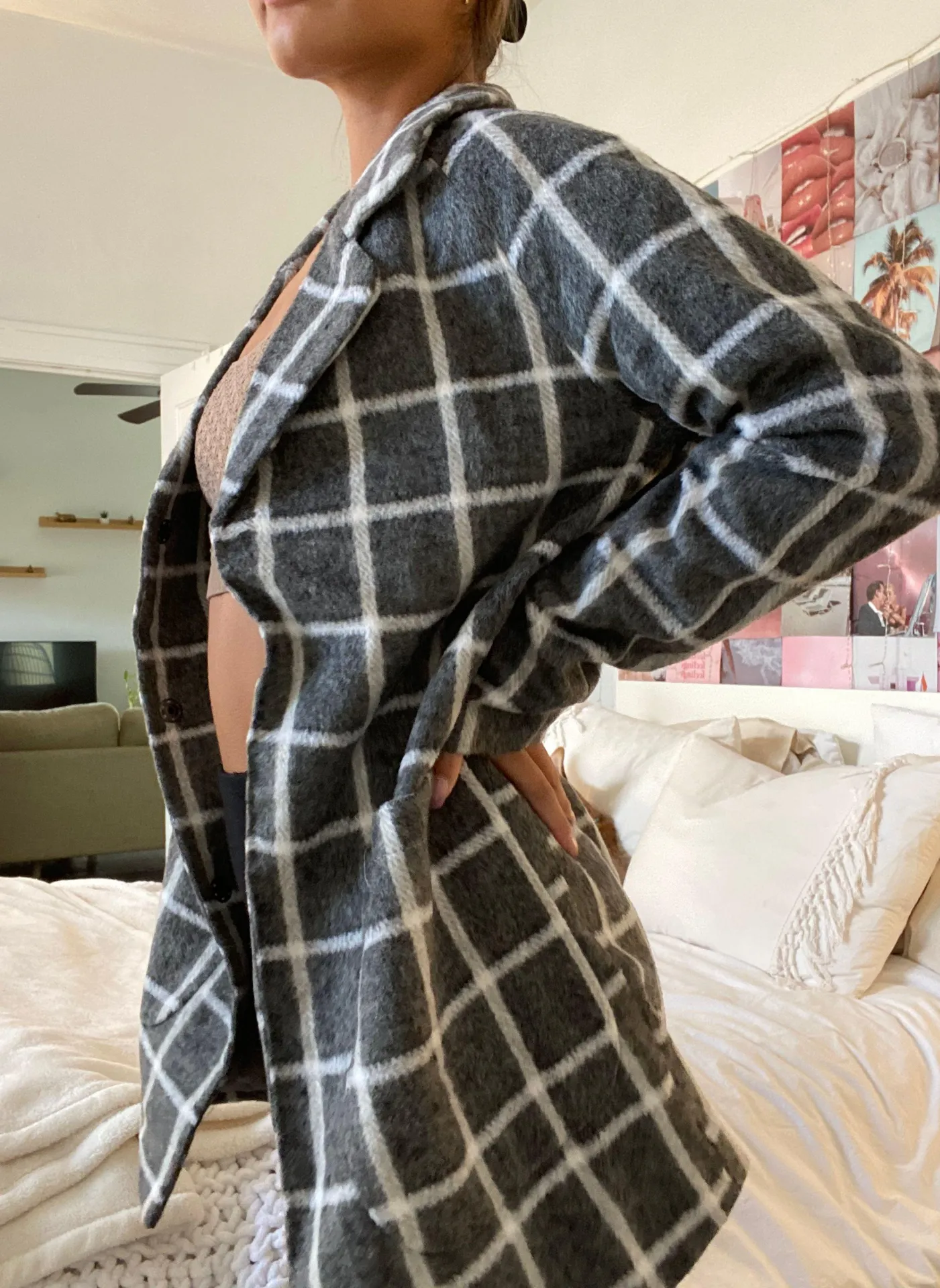 Sociology Checkered Peacoat - Image 2