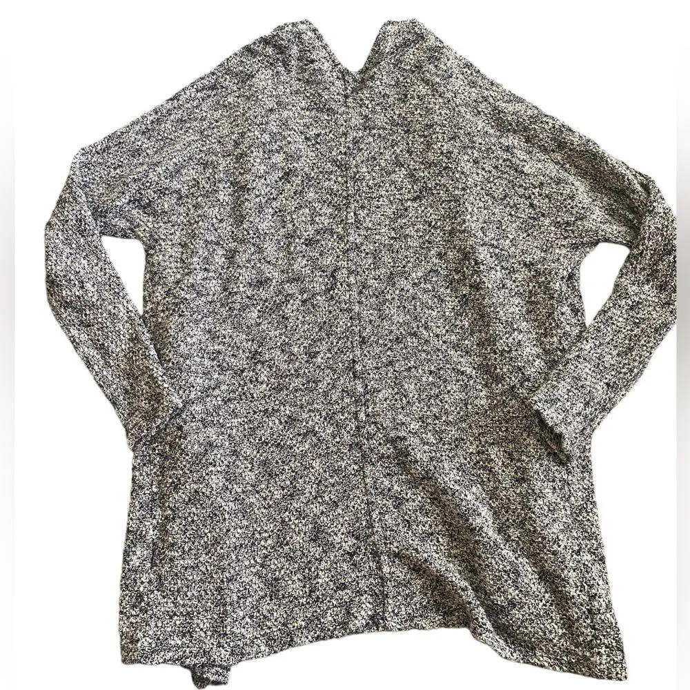 American Eagle Marled Black and White Open-Front Drapey Cardigan - Image 7