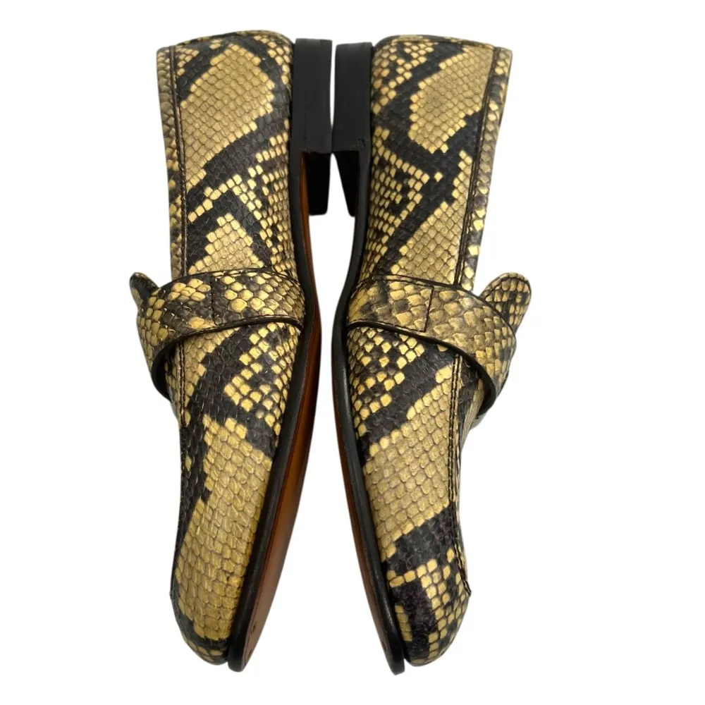 Ralph Lauren Collection Avah Welington Ayers Snakeskin Loafer Sz 35.5 Tan - Image 4