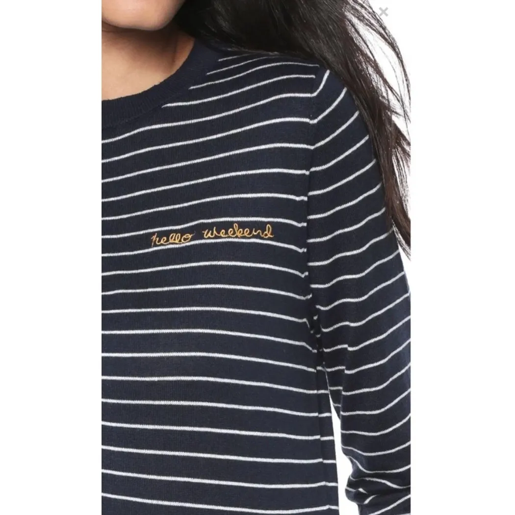 Banana Republic ‘hello weekend’ striped navy silk cashmere sweater, size small - Image 2