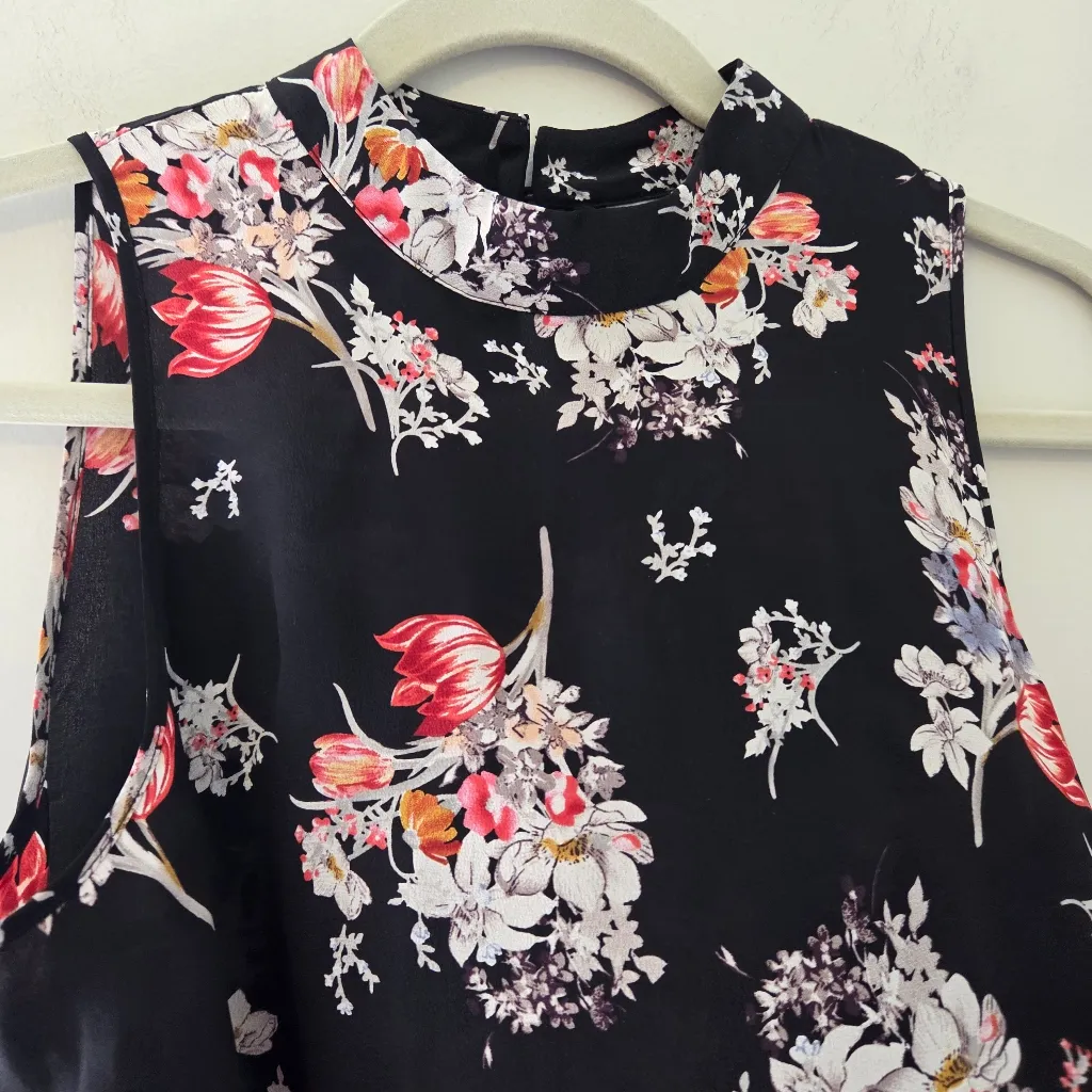 Anthropologie Maeve Hidra Silk Floral Print Sleeveless Blouse - Image 2