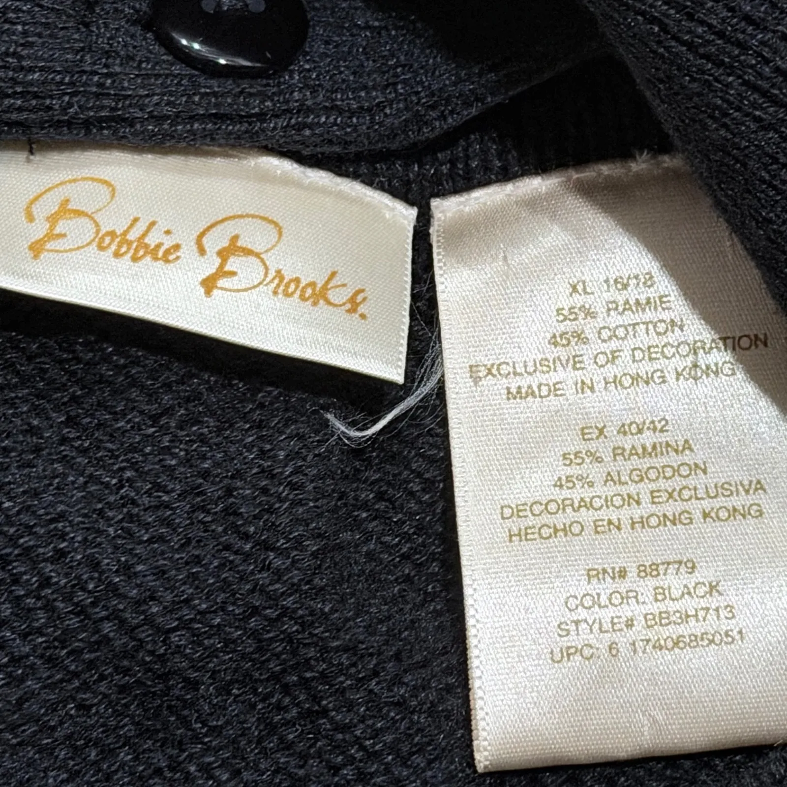 Bobbie Brooks Womens XL 16 18 Black Reindeer Christmas Cardigan Ugly Sweater - Image 3