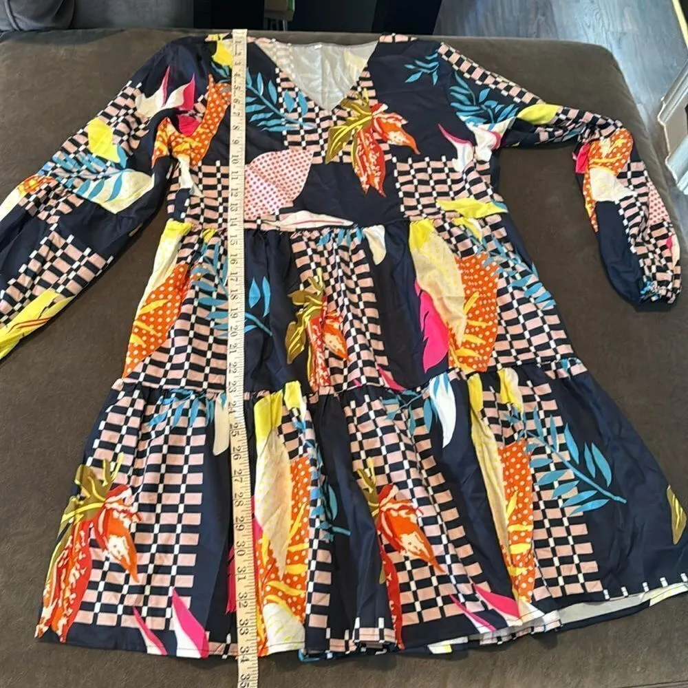 Women’s Loose Fitting Flowy Long Sleeve Lightweight Short Summer Dress Size S - Image 8