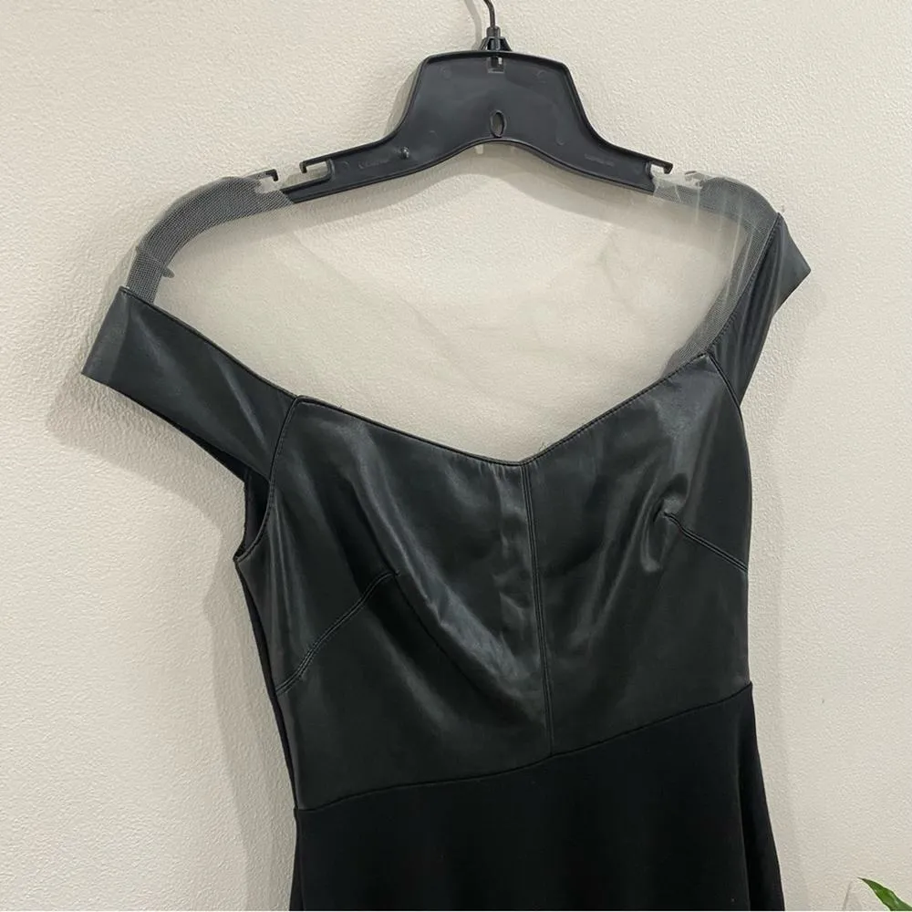 Bailey 44 | Endorphin Mesh and Faux Leather Top Fit and Flare Black Dress Size 4 - Image 11