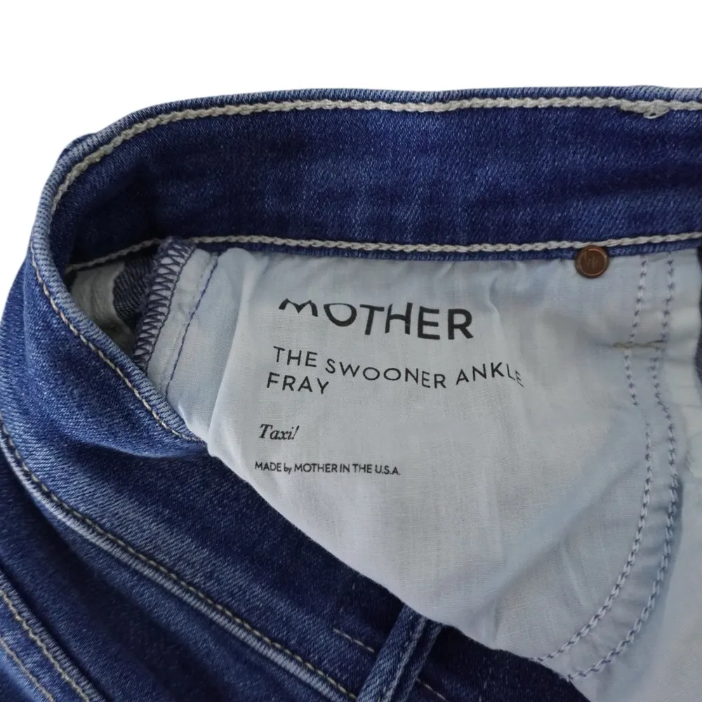 Mother The Swooner Ankle Fray Jeans Taxi! Blue Size 27 - Image 8