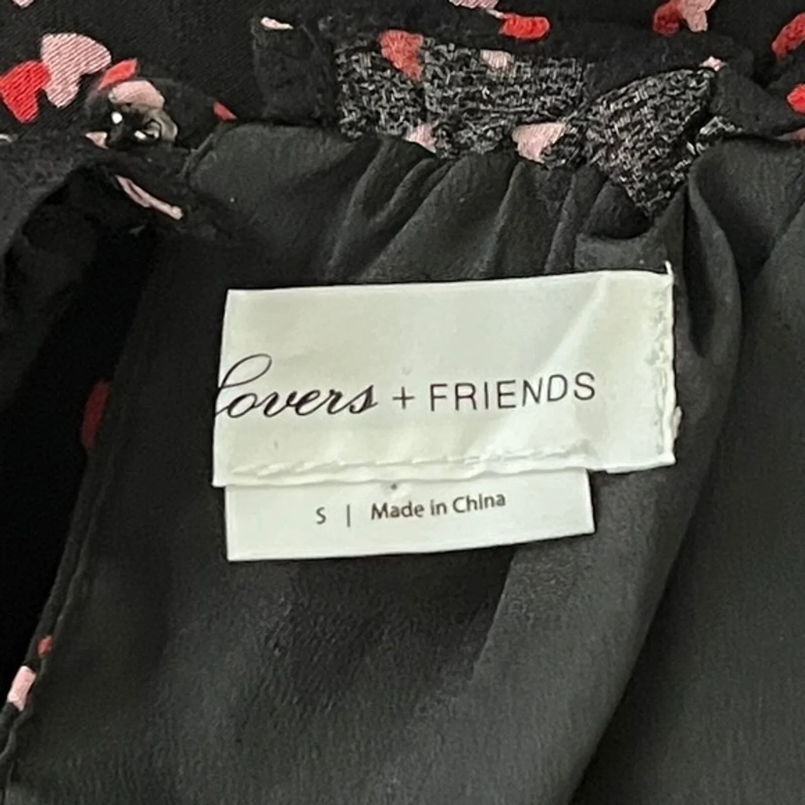 Lovers & Friends Dress Women Small Black Red Hearts Mini Off Shoulder Party Date - Image 7