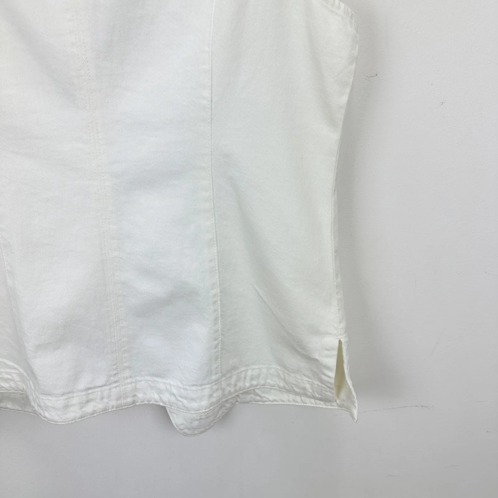 Madewell Denim High Crewneck Vest Tile White Minimalist Utility Pocket US 12 NWT - Image 12