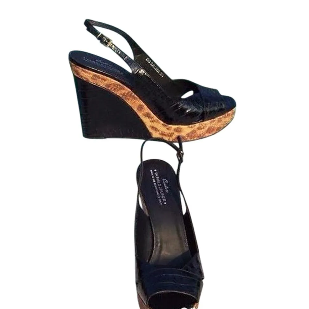 Donald Pliner Kogi Gator Leather Wedge Platform Shoe New Sand Congo $275 NIB Black Size 10 - Image 3