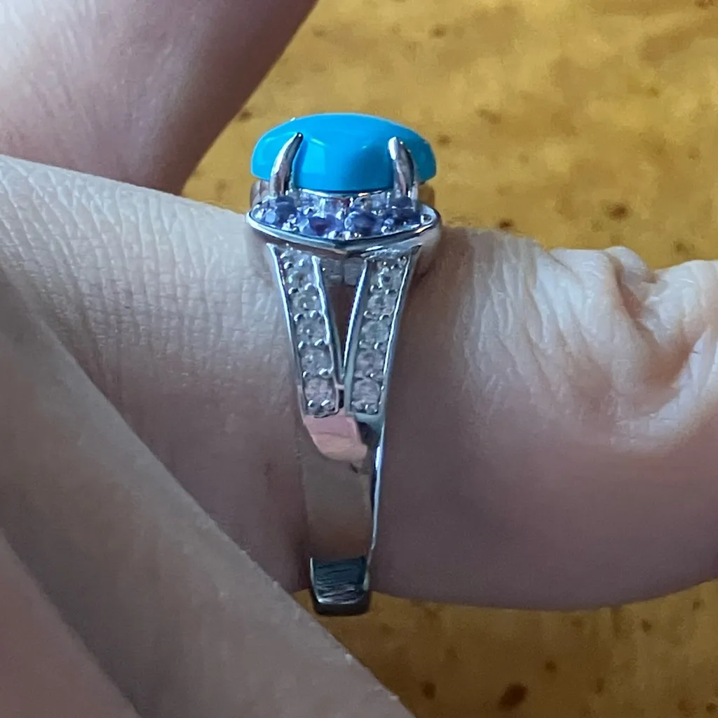 Sleeping Beauty Turquoise Tanzanite Sterling Silver Ring Size 8 Blue - Image 3