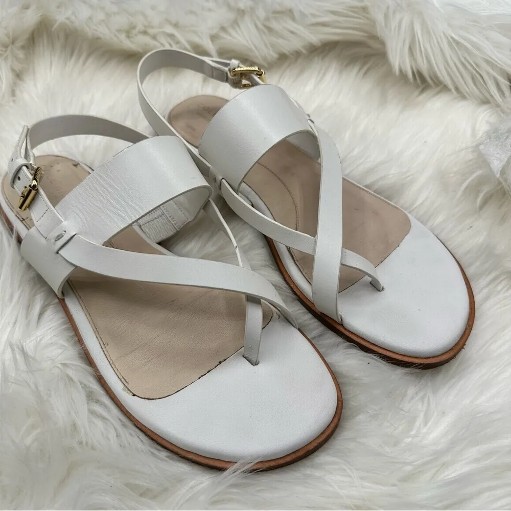Cole Haan White Leather Grand Series Flat Thong Sandals Size 9B - Image 5
