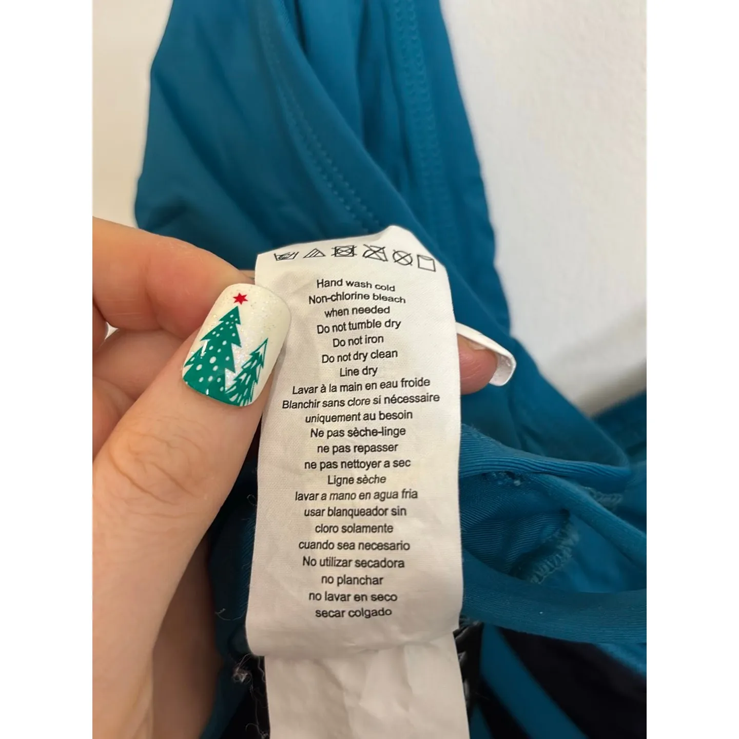 LA BLANCA One Piece Swimsuit Women 14 Teal Blue Island Goddess V-Neck Cross Back - Image 6