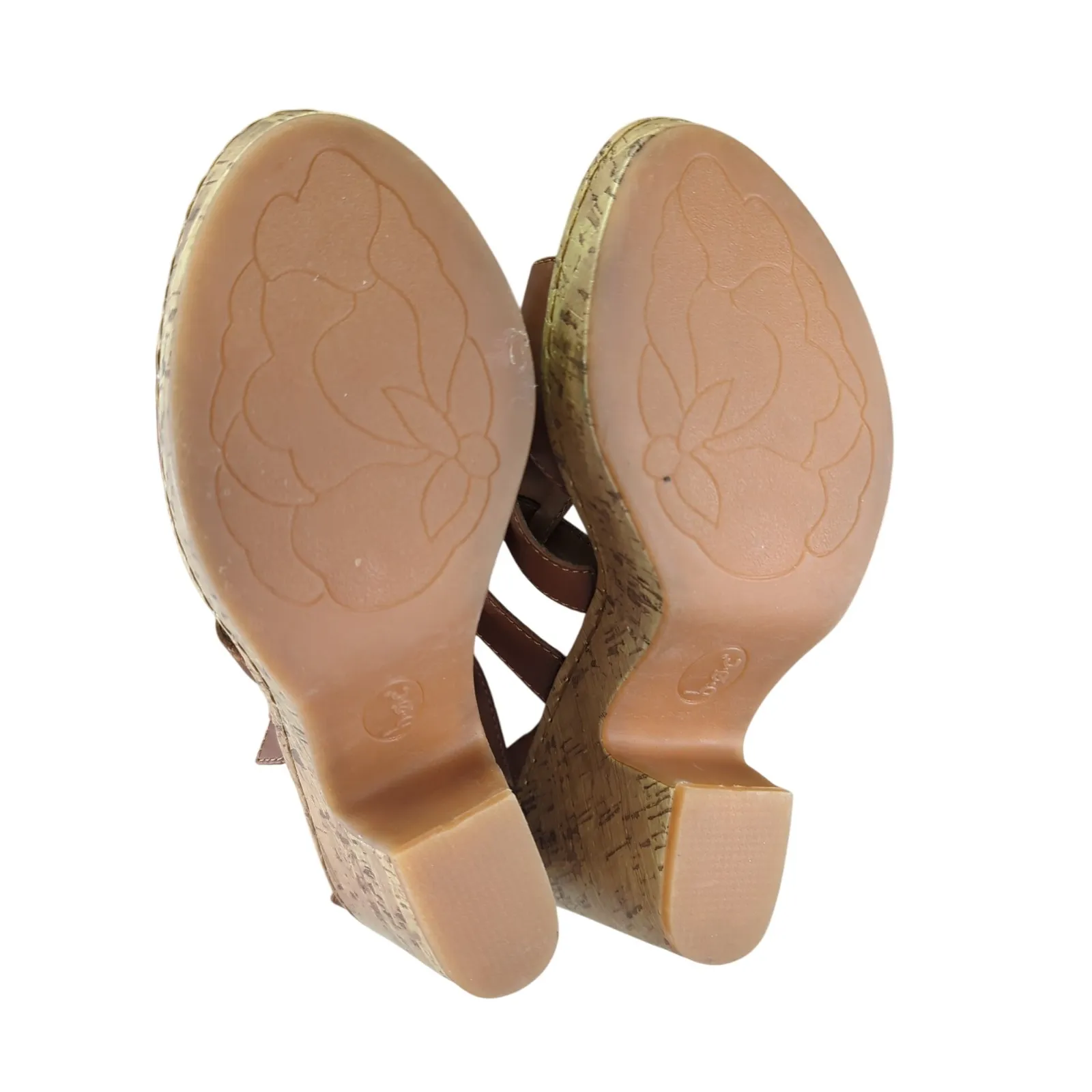 BOC Born Concepts Brown Leather Cork Wedge Heel Gladiator Sandals‎ Size 10 - Image 7