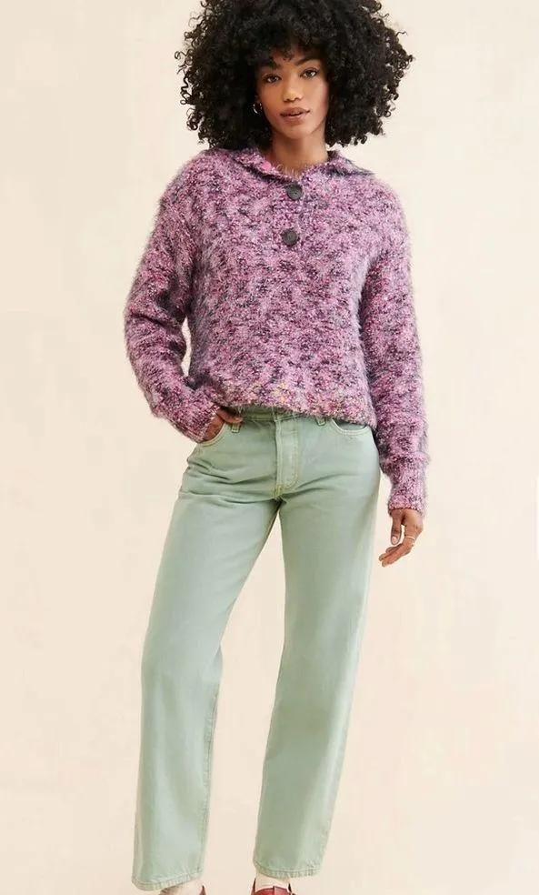 Stellar Knit Pullover Pink Sweater Medium - Image 6