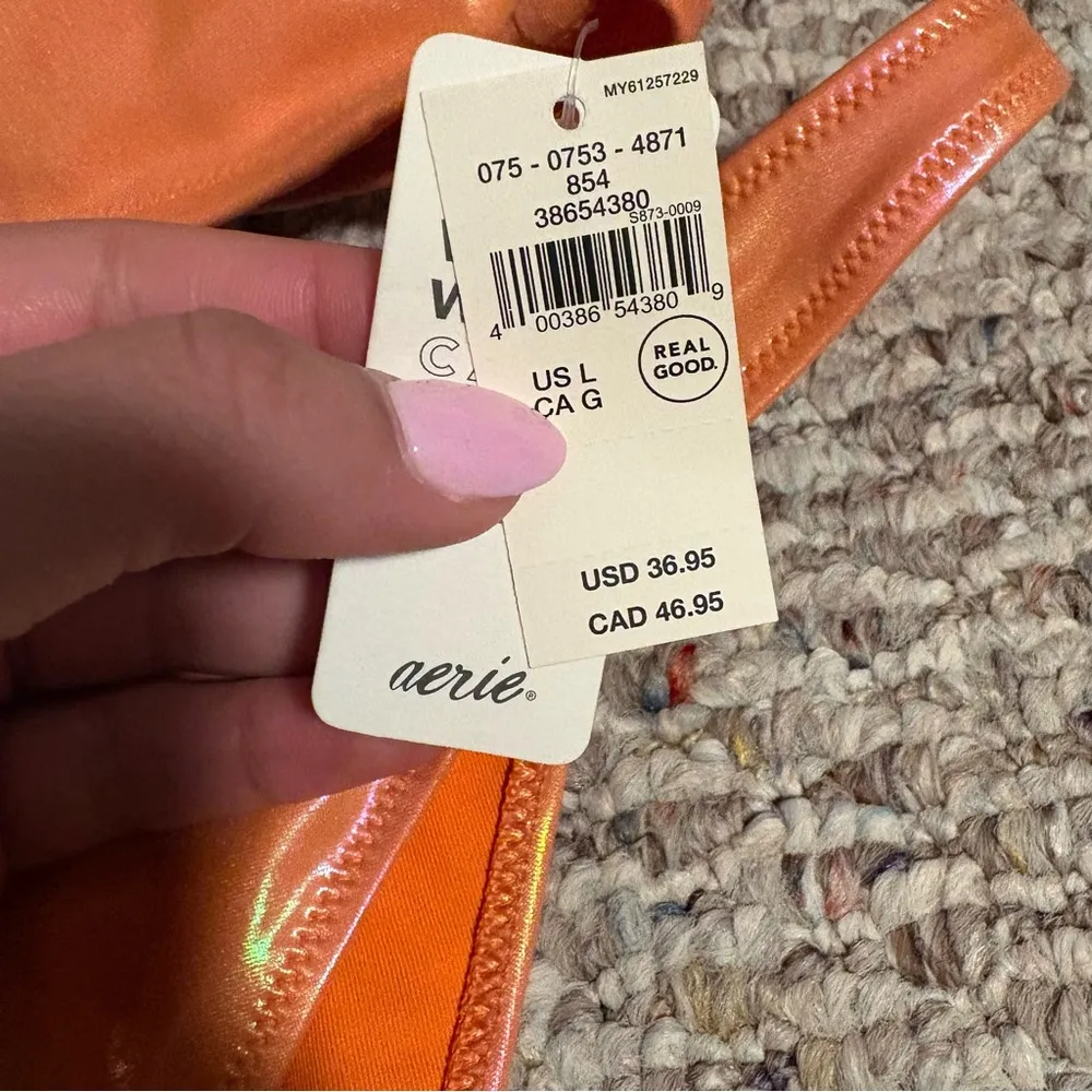 NWT Aerie Orange Chrome Bikini Bandeau- Size Large - Image 6