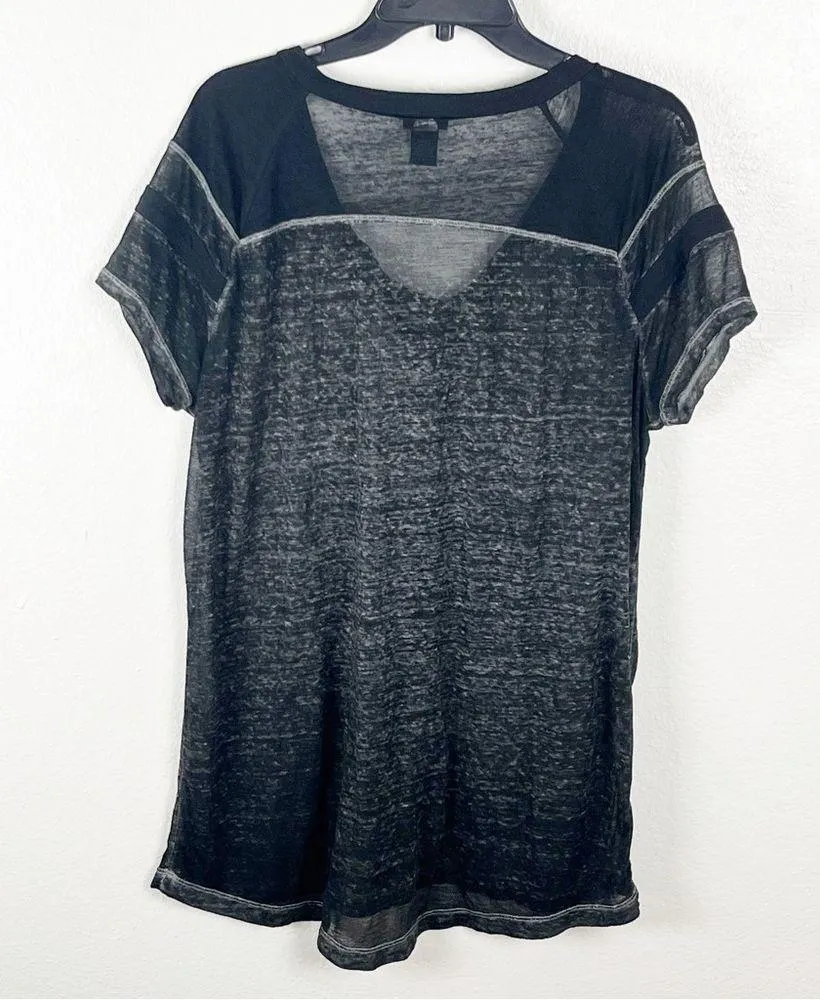 TORRID Black Sheer Lace V-Neck Short Sleeves Burnout Tee, Size 0X - Image 2