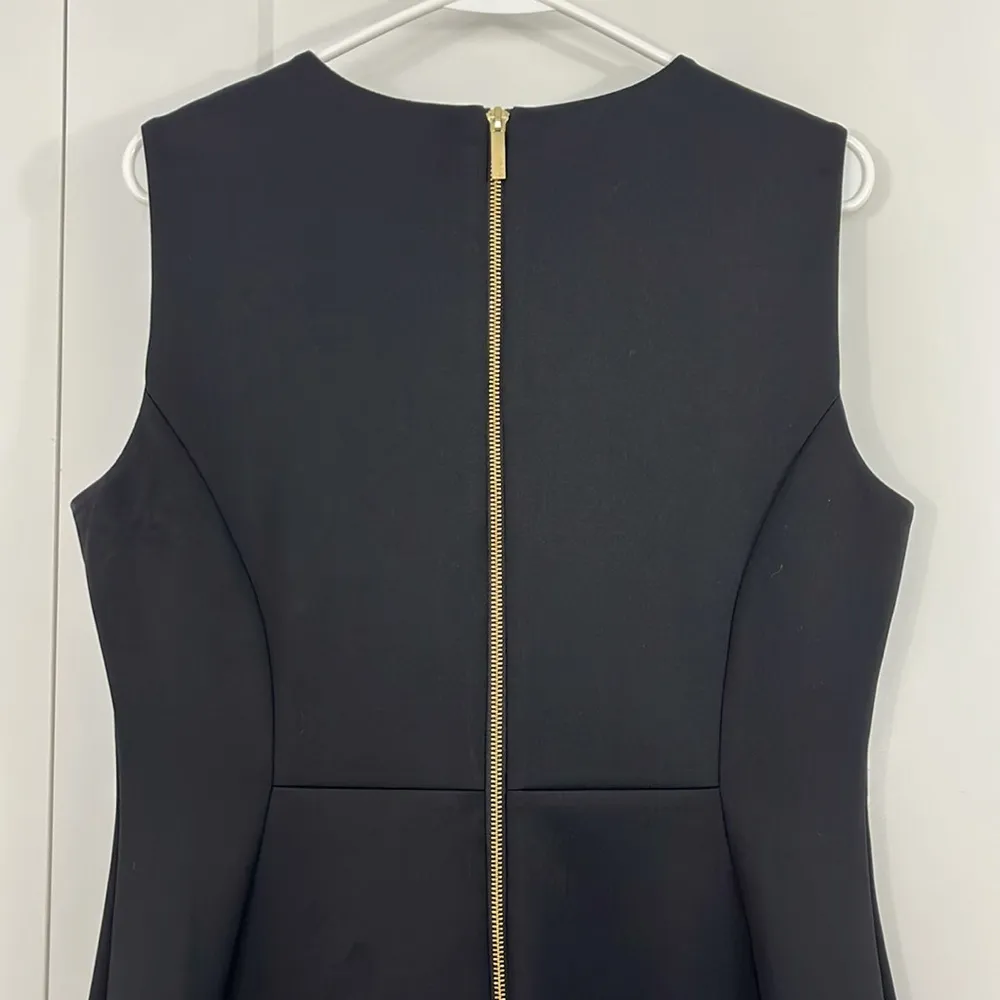 Calvin Klein Size 12 Black Sleeveless Sheath Floral Embroidered Dress - Image 8