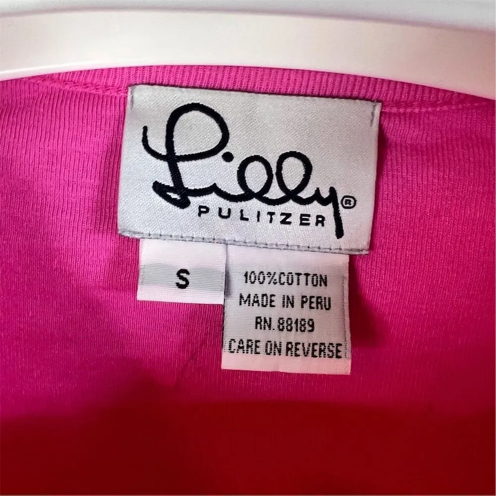 Lilly Pulitzer Women's Pink‎ 3/4 Sleeve Boat Neck Blouse Size Small Travel Wear - Image 2