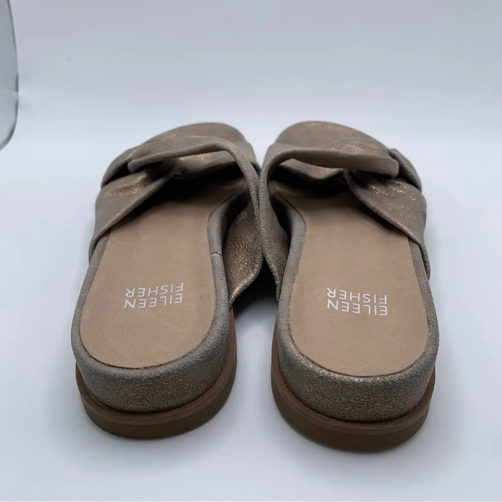 Eileen Fisher Dello Slide Sandal NWOB size 5 Gold slip on wedding party guest650 - Image 4