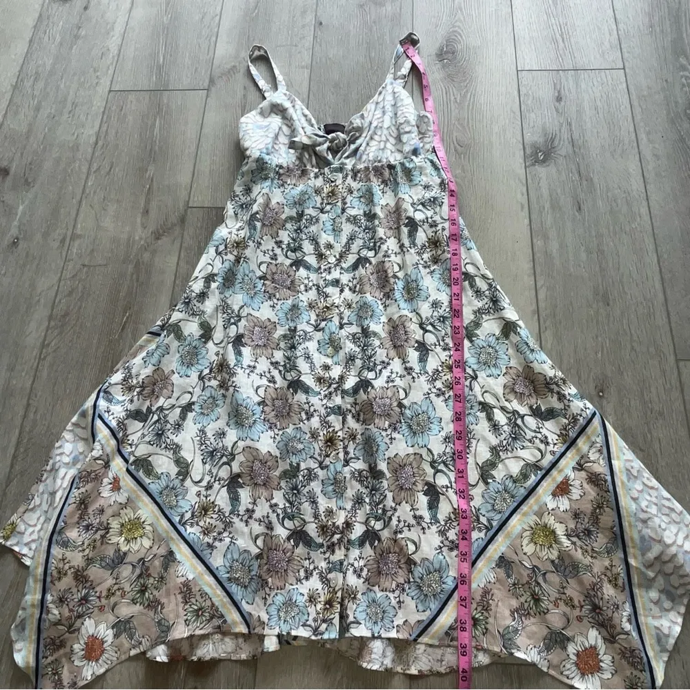 Hale Bob Sylvie Linen Cotton Tank Button Down Dress Tie front Floral XS - Image 10