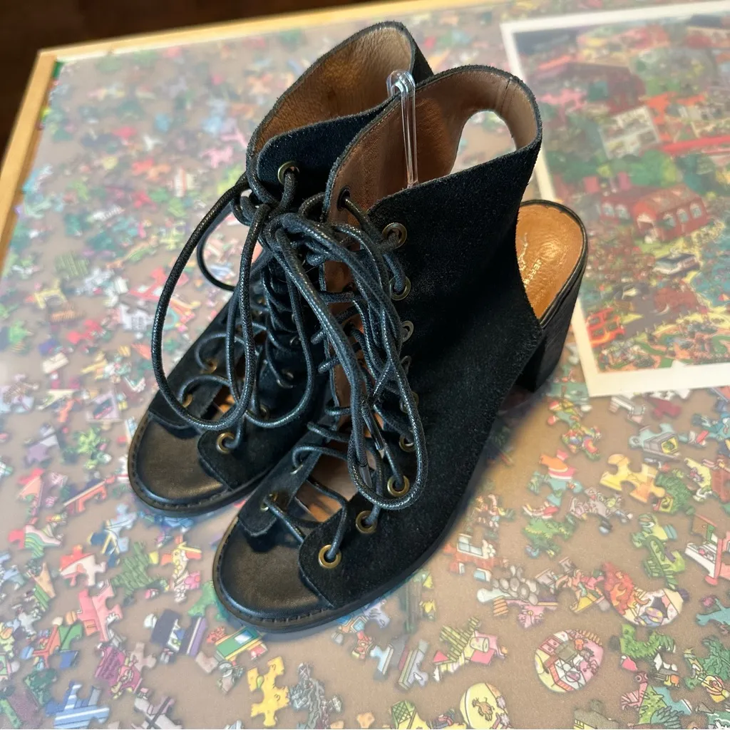 Free People x Jeffrey Campbell Black Lace-Up Heeled Boots - Image 3