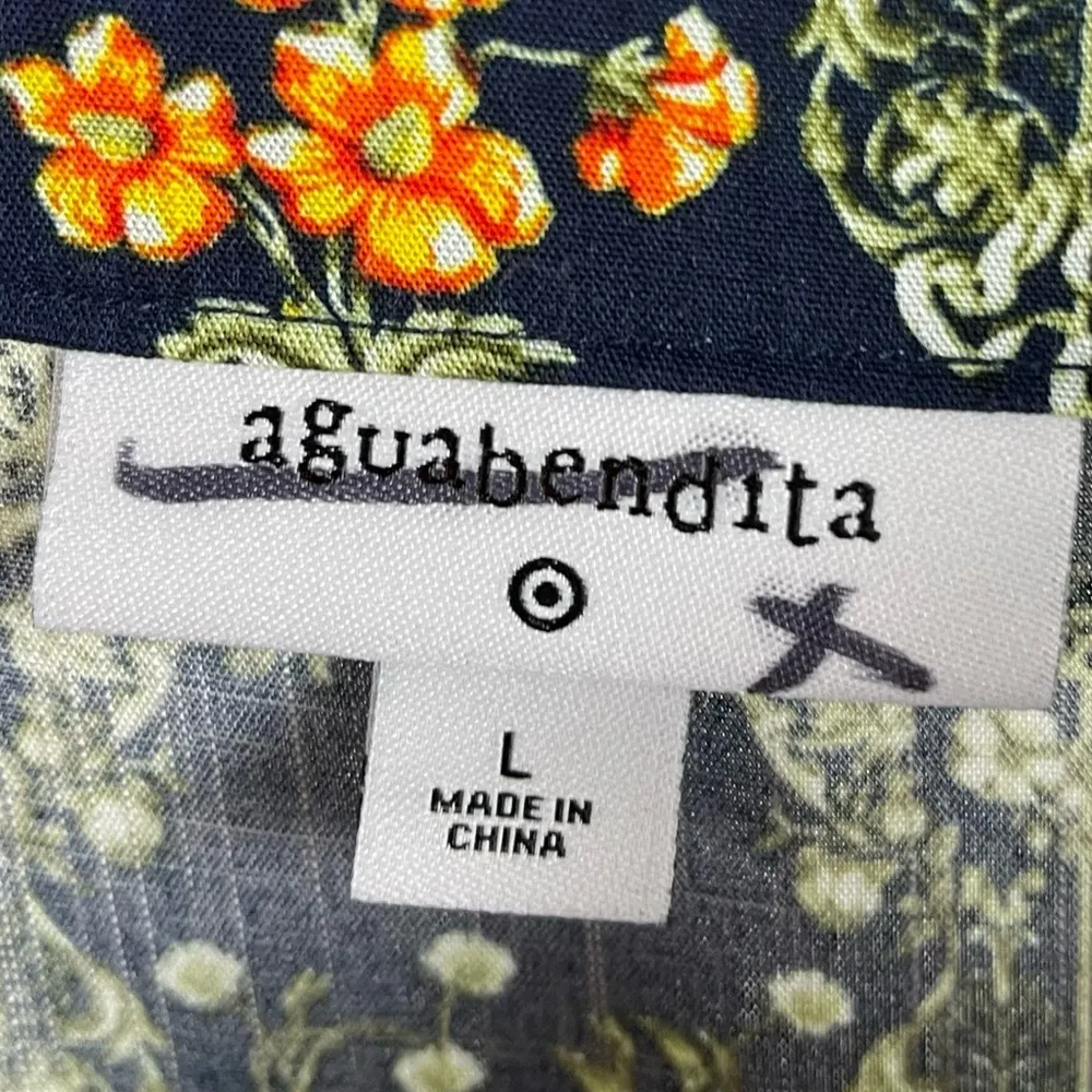 Agua Bendita Large Floral Dainty Garden Fairy Flutter Sleeve Mini Dress Boho - Image 9