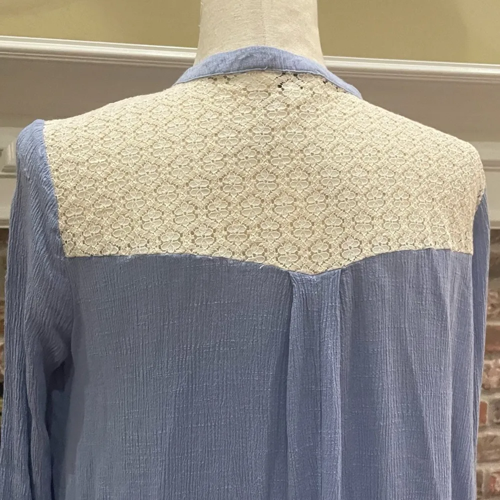 blue boho top with lace shoulder panel / S / Excellent condition - Image 11