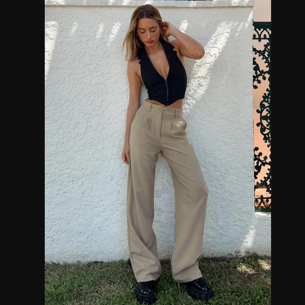 Princess Polly Archer Taupe High Waist Tailored Pants 12 - Image 10