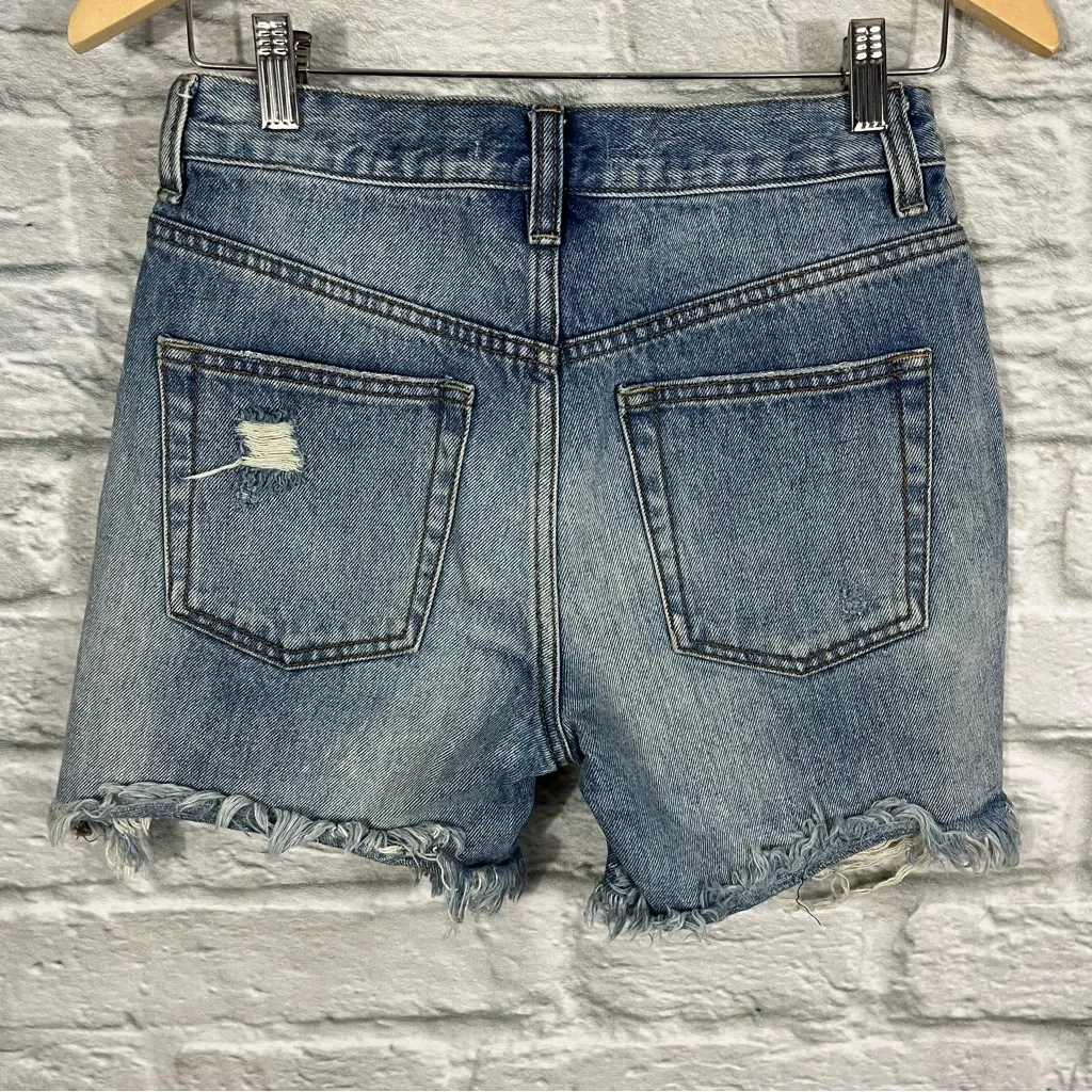 We The Free Jean Shorts 24” Blue Cut Off High Distressed Cotton Denim Jorts - Image 7