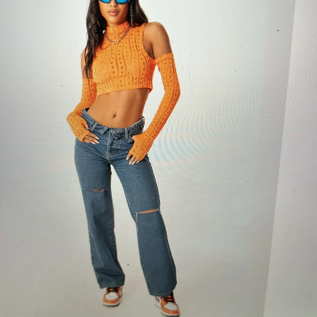 Edikted Raquel Folded Jeans - Image 5