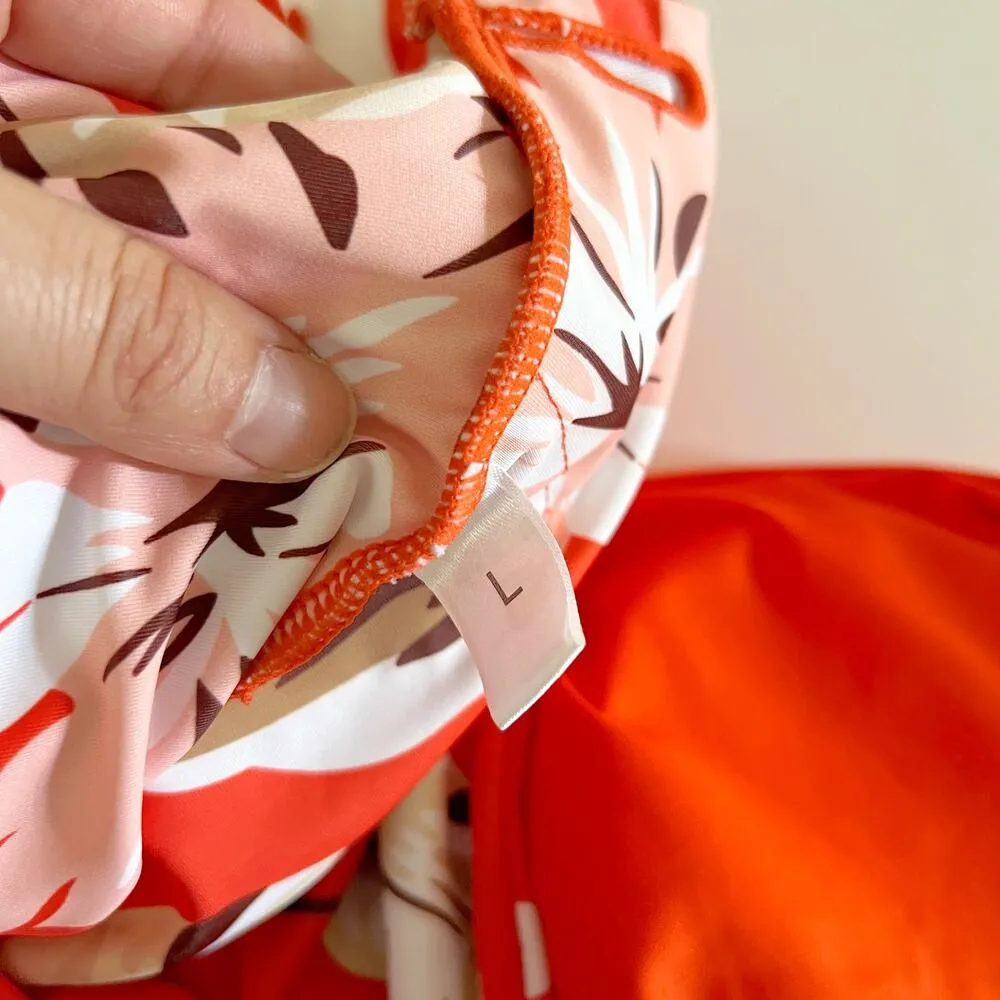 [CHYRII] Orange Red Floral Feather Wrap Front V - Image 8
